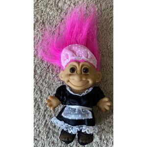 Vintage Russ French Maid/ Housekeeper Troll Doll 5 in Purple Hair‎ Stockings